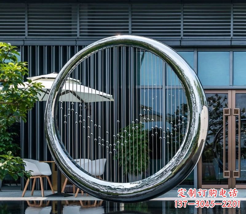 贵州精美的镜面不锈钢圆环雕塑