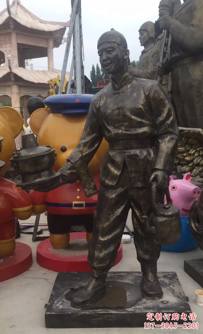 贵州专业定制酒店店小二铜雕