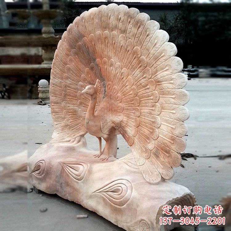 贵州艺术精美的孔雀石红雕塑