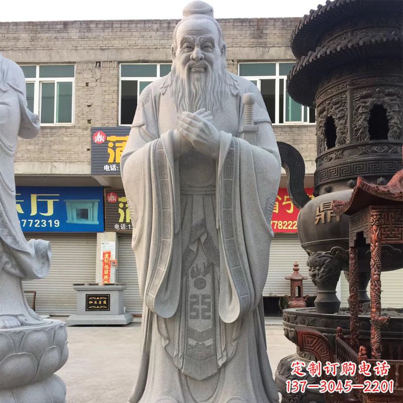 贵州传承古典,精美绝伦的孔子石雕头像