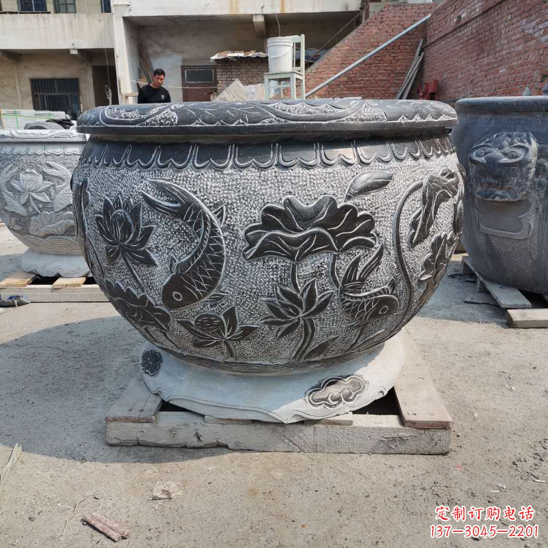 贵州老青石园林石雕水缸,享受自然之美