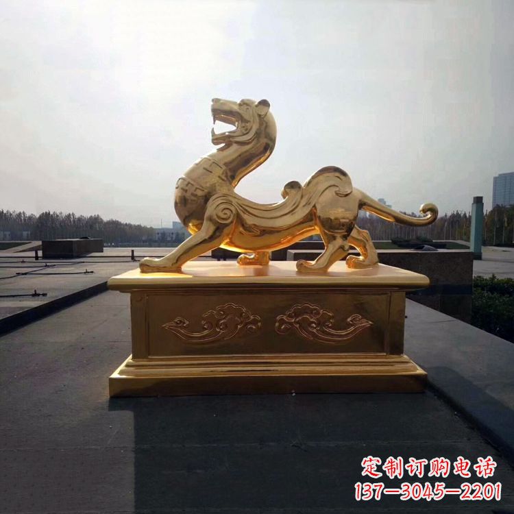 贵州引领神兽,虎魂鎏金铜雕