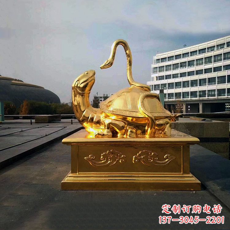 贵州鎏金上古神兽玄武动物铜雕塑