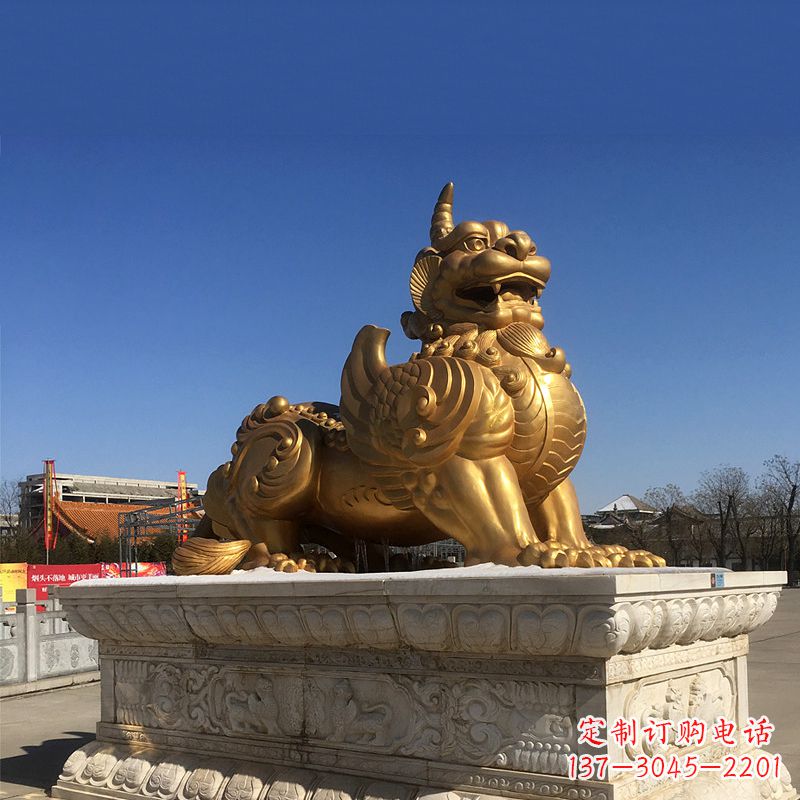 贵州鎏金铜雕獬豸-公园园林神兽动物雕塑