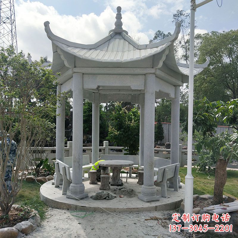 贵州六角大理石凉亭雕塑中领雕塑是一家专业的雕…