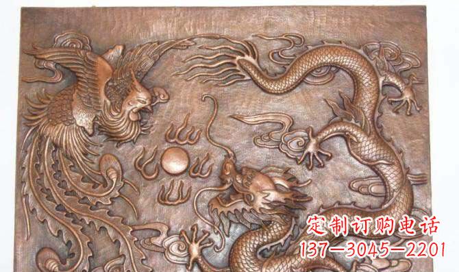 贵州典雅龙飞凤舞红铜壁画铜浮雕