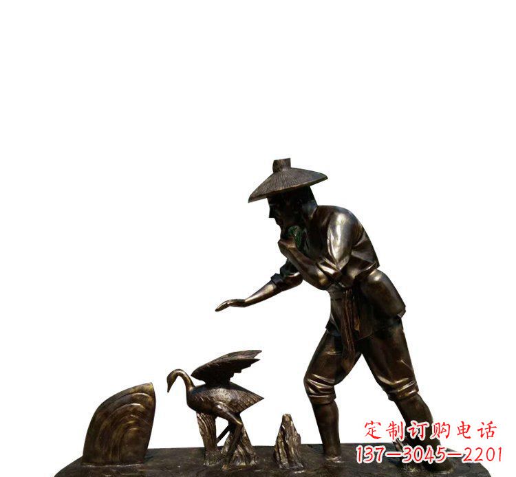 贵州鸬鹚和渔翁铜雕