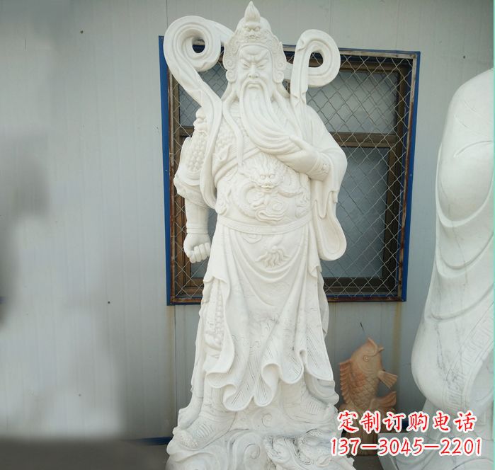 贵州手工汉白玉关公雕塑