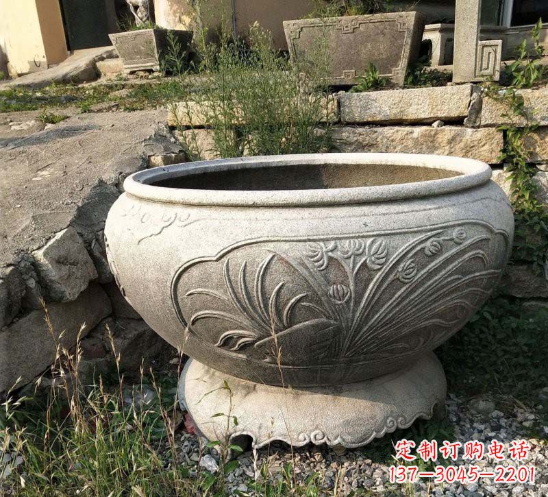 贵州中领雕塑梅兰竹菊浮雕石水缸
