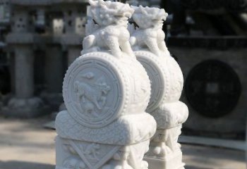 贵州汉白玉狮子辟邪门墩雕塑