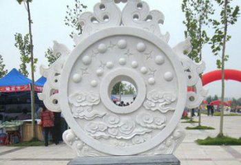 贵州精雕细琢汉白玉双龙石门墩雕塑