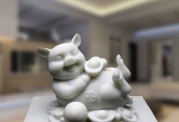 贵州汉白玉动物雕塑，招财猪石雕精美装饰