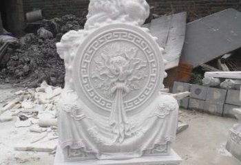 贵州汉白玉镇宅狮子门墩雕塑