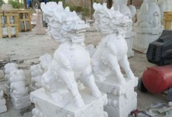 贵州中领雕塑——精美绝伦的汉白玉麒麟门口镇宅石雕