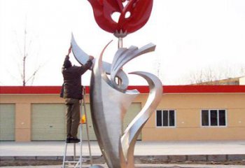贵州户外大型不锈钢雕塑玫瑰花