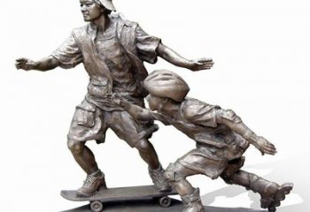 贵州激情滑板，艺术雕塑：城市滑冰男孩铜雕