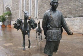 贵州中领雕塑专业定制古代人物小品毛驴铜雕