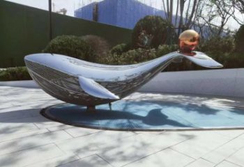 贵州中领雕塑海豚戏球镜面不锈钢雕塑