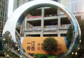 贵州让您的空间脱颖而出！时尚镜面不锈钢圆环景观雕塑