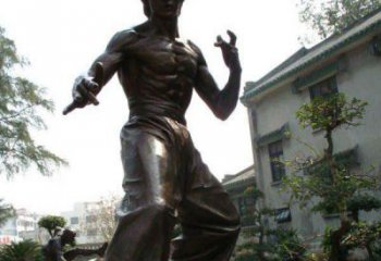 贵州忠实再现李小龙公园名人铜雕