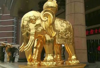 贵州鎏金大门大象铜雕，招财辟邪吉祥动物雕塑