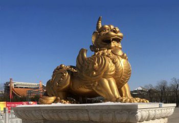 贵州鎏金铜獬豸雕塑-给您的园林更多灵魂