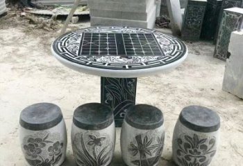 贵州精美梅兰竹菊形石桌凳，无与伦比的艺术美感
