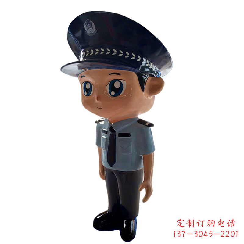 贵州全新警察玻璃钢卡通雕塑
