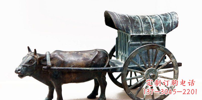 贵州定制牛车景观铜雕塑