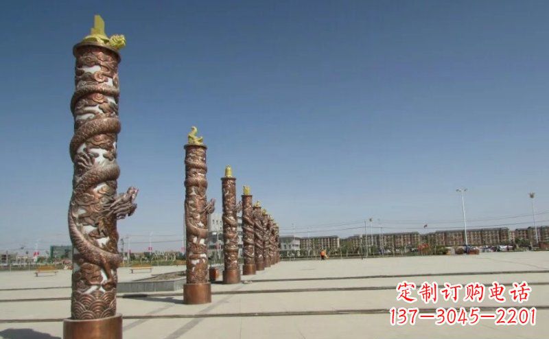 贵州中领雕塑|专业定制盘龙柱广场柱子铜雕