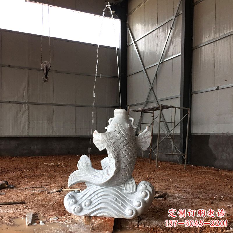 贵州汉白玉石鲤鱼雕塑,让你的梦想成真!