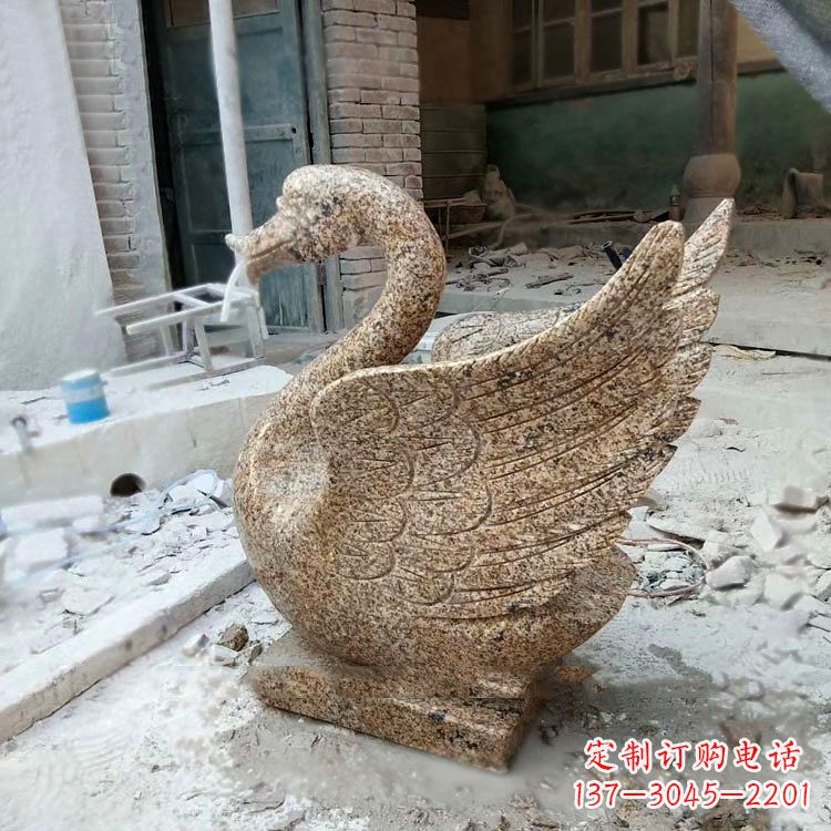 贵州应用天鹅花岗岩制作的喷水雕塑