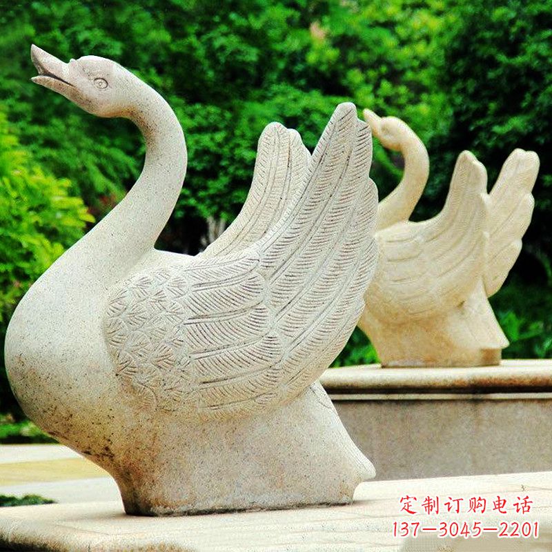 贵州高雅优美的砂岩天鹅雕塑