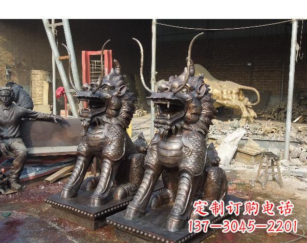贵州中领雕塑打造精美辟邪麒麟铜雕