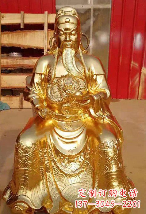 贵州传承经典,漆金关公神像雕塑