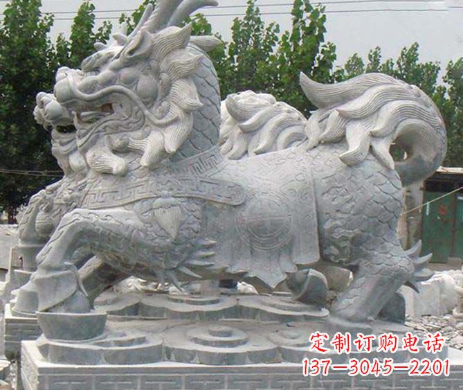 贵州古典麒麟招财神兽石雕,传承古典非凡财富之美
