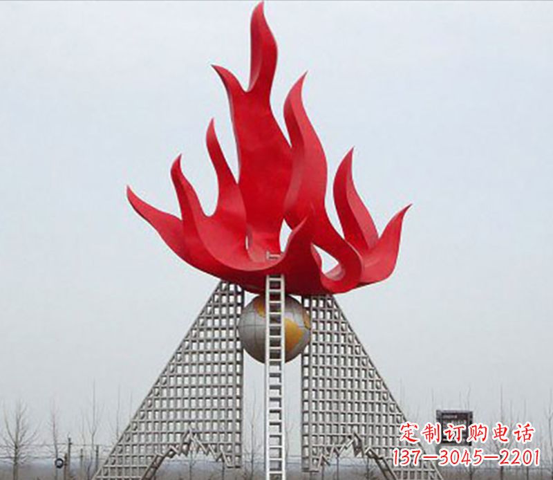贵州企业不锈钢火苗景观雕塑