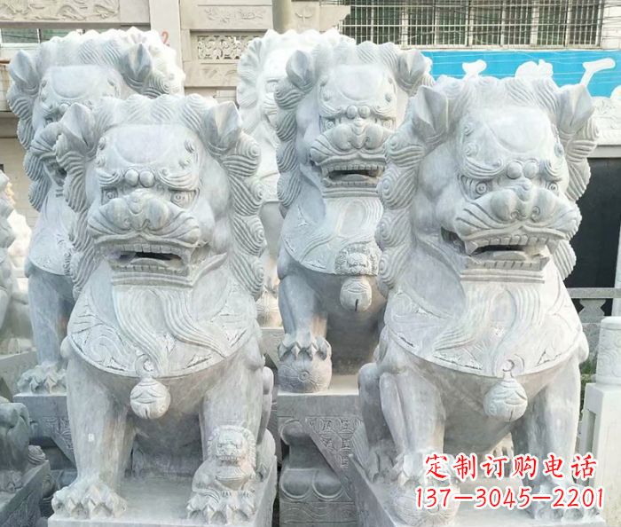 贵州企业景观大理石狮子石雕 (8)