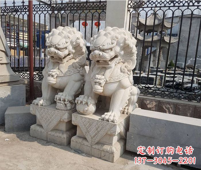 贵州企业景观大理石狮子石雕 (11)