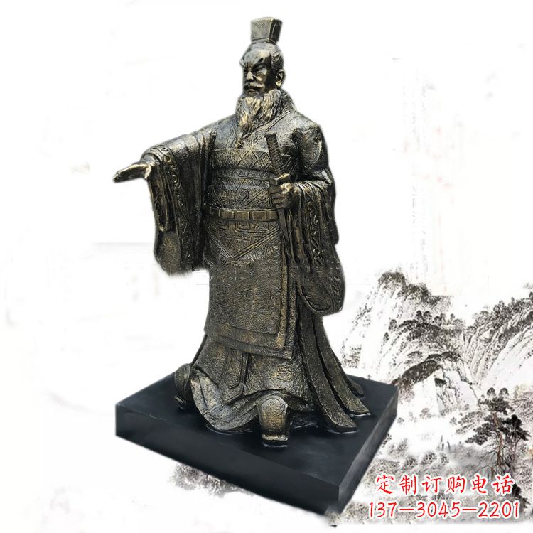 贵州精美秦始皇玻璃钢仿铜雕塑
