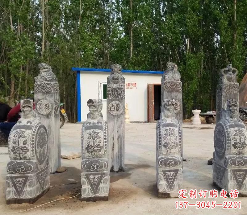 贵州青石抱鼓石门墩雕塑