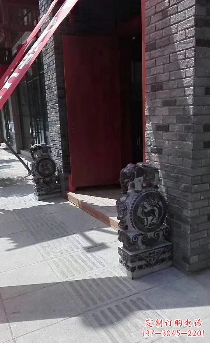 贵州青石仿古大象门墩抱鼓石