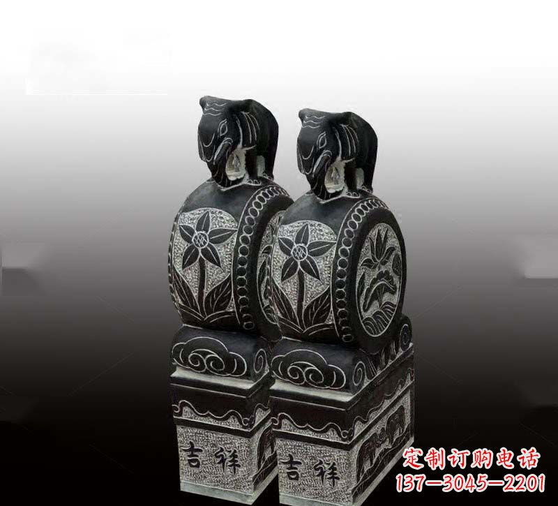 贵州青石仿古大象门墩