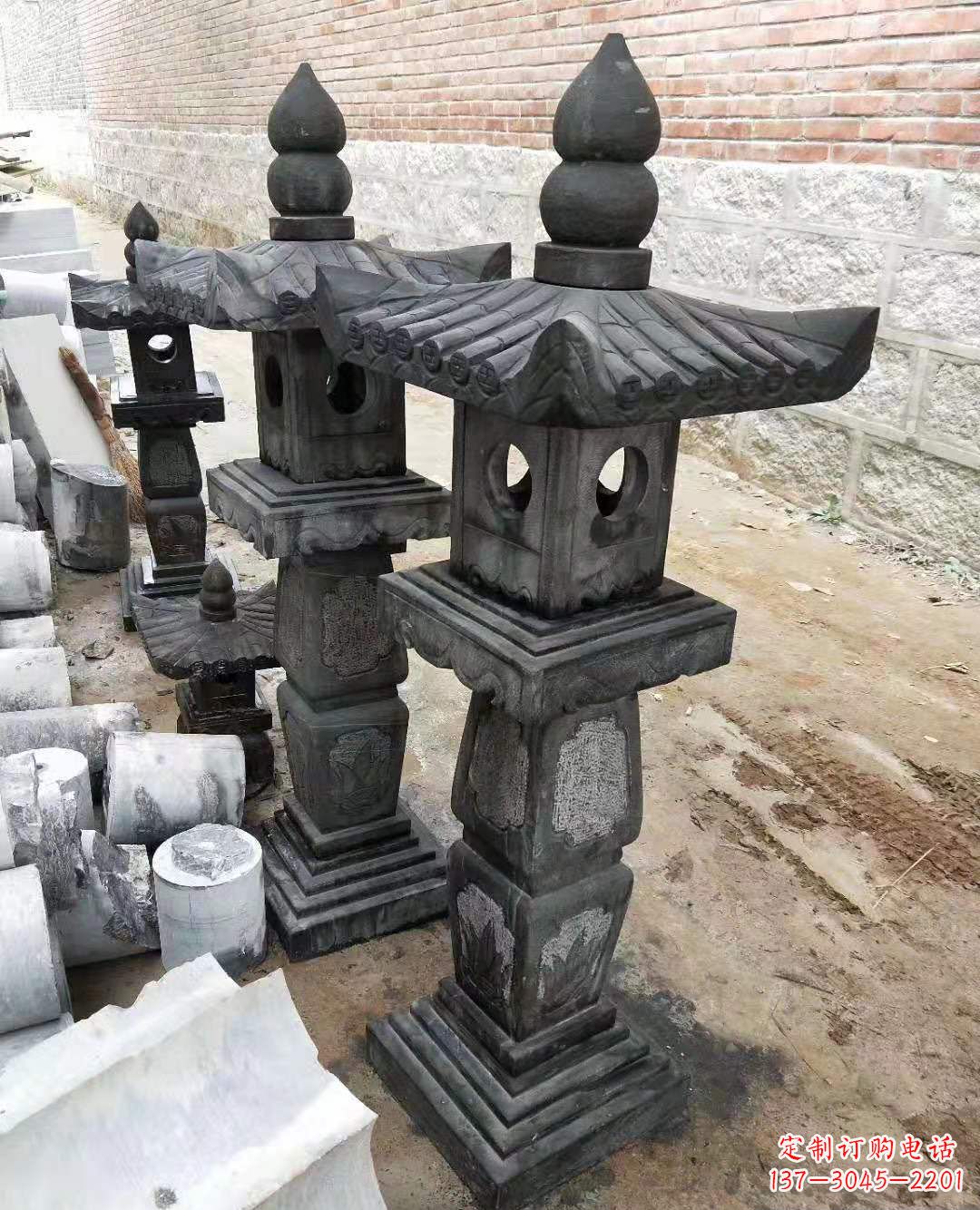 贵州青石仿古宫灯雕塑庭院景观石雕