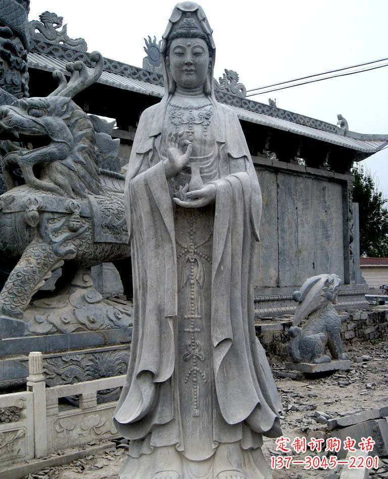 贵州青石仿古观音雕像|传承古代神话传统