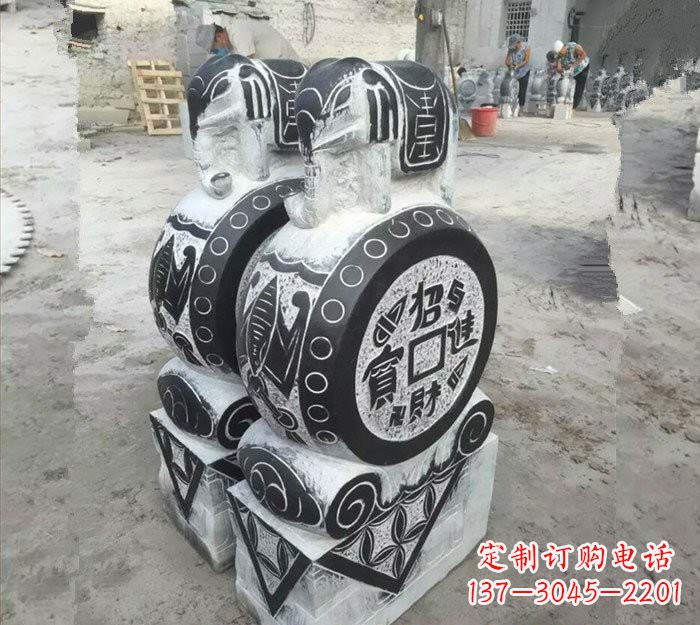 贵州华丽雅致!青石仿古招财进宝大象门墩