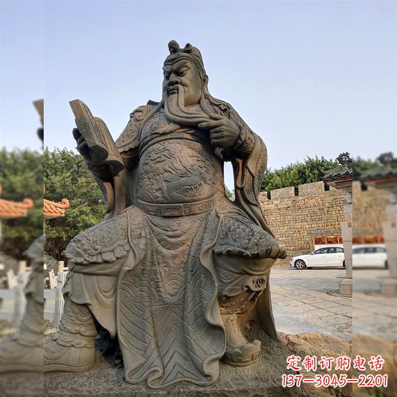 贵州青石关公雕塑,让您的家居更加古典优雅
