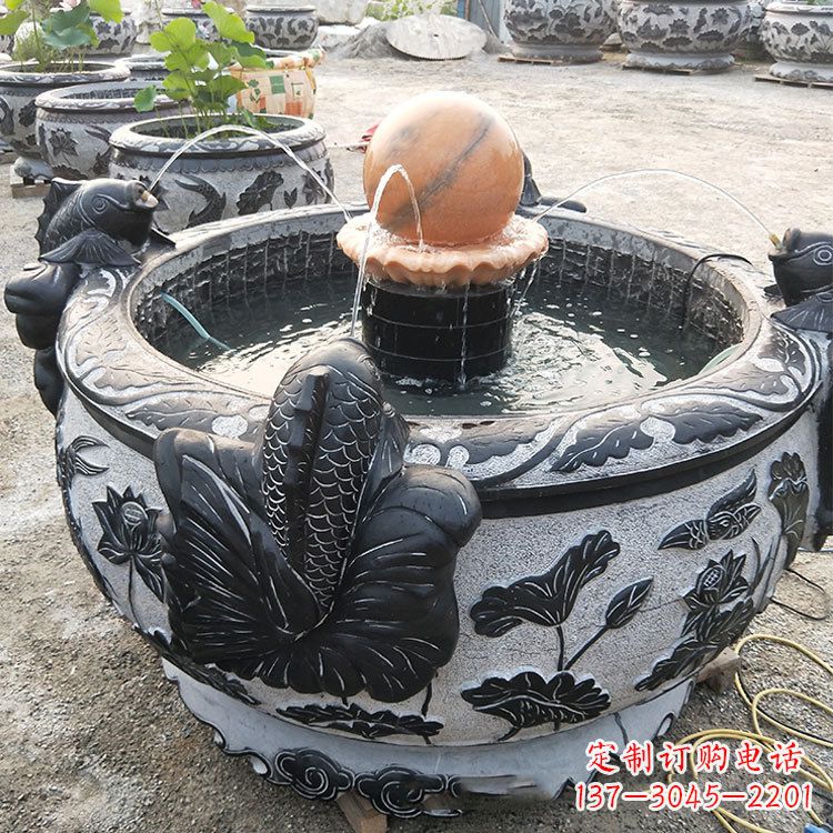 贵州青石鱼缸雕塑,装点您的生活