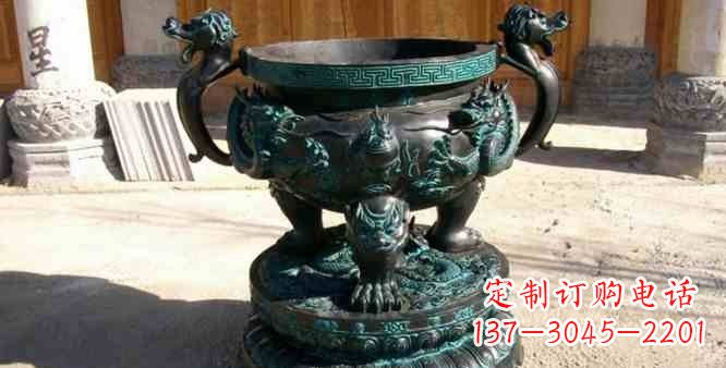 贵州精美青铜祭祀圆香炉雕塑
