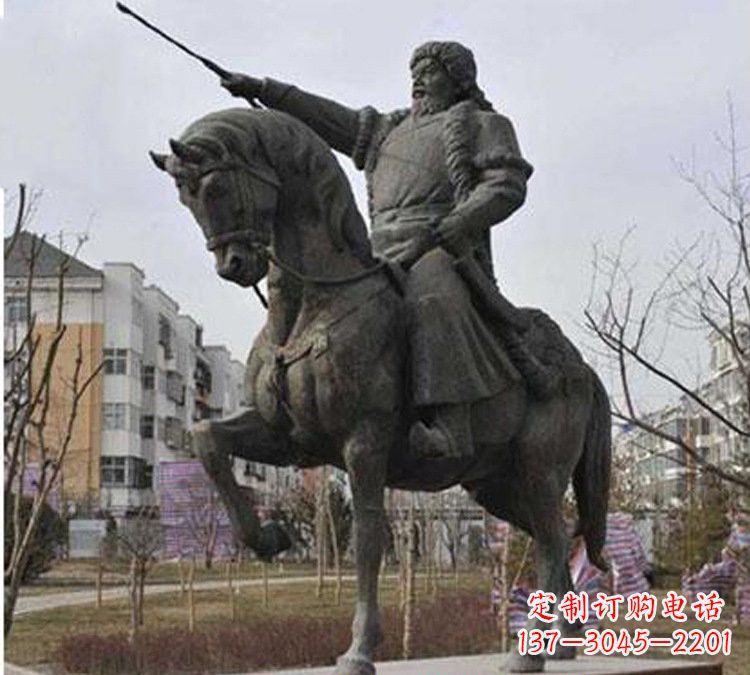 贵州精致雕刻成吉思汗青铜骑马